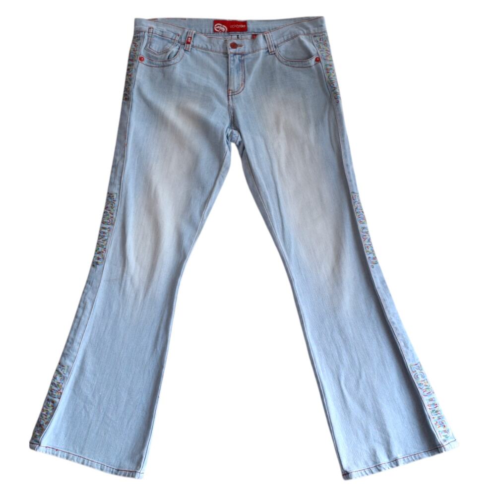 Vintage Ecko Red Y2K Embroidered Flare Jeans Size Junior's 15